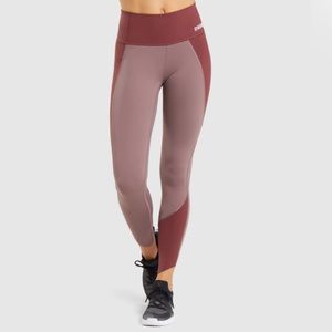 GYMSHARK Women’s Euphoria Full Length Leggings Media Pocket Rose Taupe